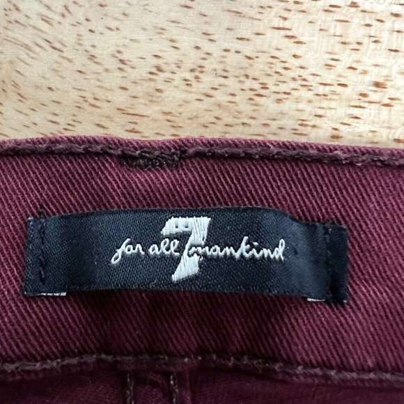 7 For All Mankind Snake Print Low Rise Skinny Jeans Burgundy/Black Size 25 - Picture 8 of 9